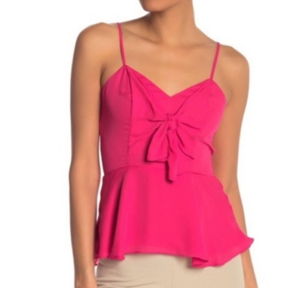 Pink Peplum Camisole Tank Top Parker NYC Bow Front Bright